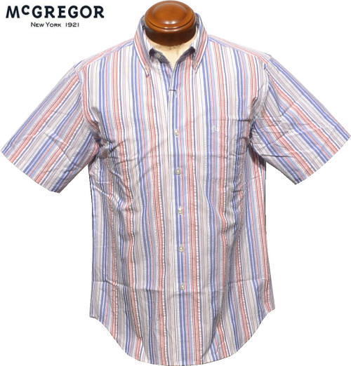【セール】 マクレガー ボタンダウン半袖シャツ メンズ 111164101 サッカー素材 クールマックス 吸汗速乾 半袖シャツ M.L.LLの通販は