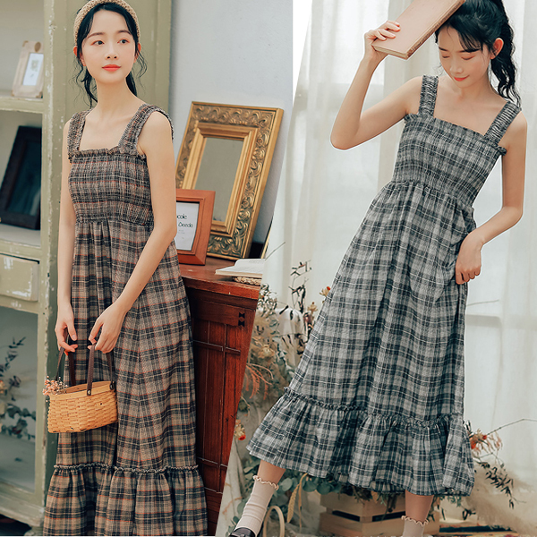 タータンチェック ワンピース レディース ロング丈 ノースリーブ チェック柄 体型カバー フレア 大人可愛い ガーリー こなれ感 上品 お嬢の通販はau Wowma Rightsight ライトサイト