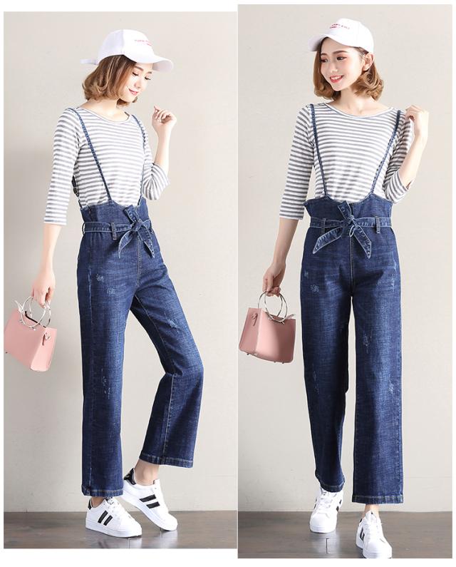 オールインワン レディース サロペット オーバーオール デニム リボン ウエストリボン ロング丈 ノースリーブ 無地 シンプル ハイウエスの通販はau Pay マーケット Rightsight ライトサイト