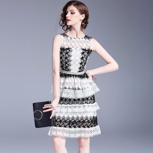 ドレス パーティードレス レディース ドレスワンピ ワンピース お呼ばれドレス 星柄 ボーダー レース フリル ひざ丈 ノースリーブ Aライの通販はau Pay マーケット Rightsight ライトサイト