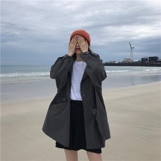 マウンテンパーカー レディース アウター スプリングコート トレンチコート グレー ベージュ 無地 大きいサイズ 体型カバー カジュアル の通販はau Pay マーケット Rightsight ライトサイト