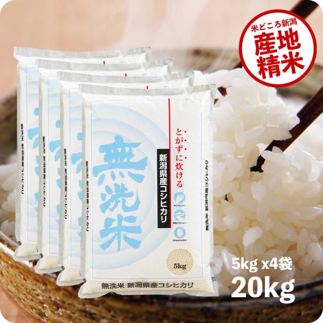米 20kg 無洗米コシヒカリ 令和6年産 お米 新潟県産 送料無料