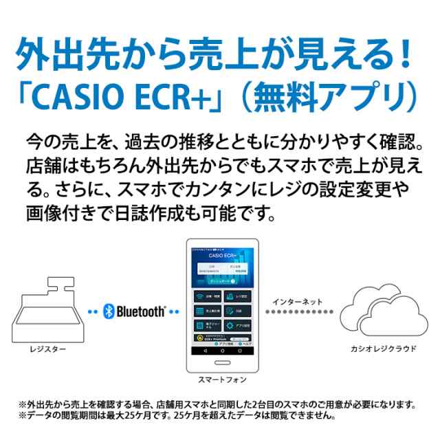 カシオ 電子レジスター ホワイトcasio Bluetooth搭載 10部門1シート SR-S200-WE - 1