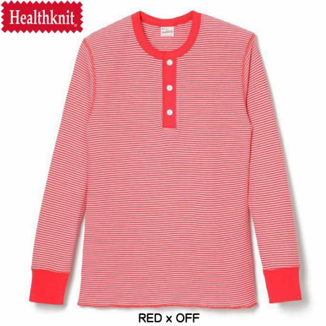 Health knit ヘンリーネック ロングTシャツ ロンT USA製 メンズM /eaa364536