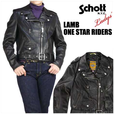 SCHOTT ショット レディース 218W WOMENS LAMB ONE STAR RIDERS ラム ...