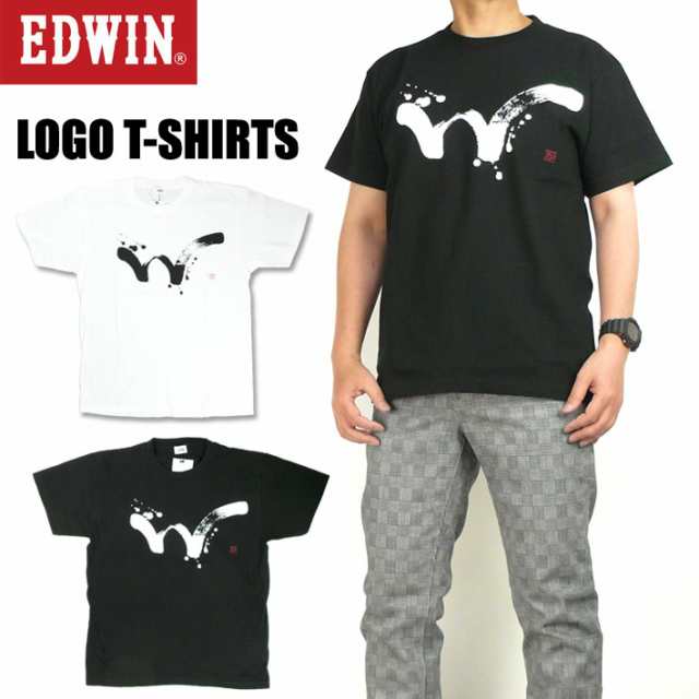 Edwin エドウィン メンズ Tシャツ ロゴプリント 半袖tシャツ 毛筆ロゴ