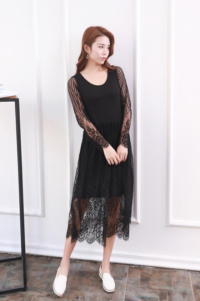 ワンピース レース ロング丈 ノースリーブ 代 黒 白 無地 透け感 刺繍 プリーツ ラウンドネック 大人可愛い オールインワン 春夏の通販はau Pay マーケット Hanano