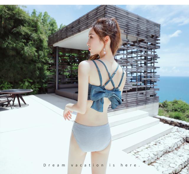 水着 ビキ二 ポリエステル バンドゥビキニ 無地 小胸 バッククロス バックリボン セクシー 代 夏 ビーチ リゾート 短パン 青の通販はau Pay マーケット Hanano