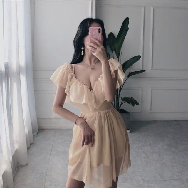 水着 ワンピース フリル ポリエステル ノンワイヤー 無地 小胸 フレア 背中魅せ 透け感 セクシー 代 夏 レディース 青 薄い黄の通販はau Pay マーケット Hanano