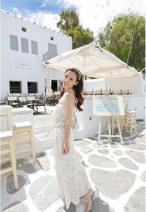 リゾートワンピース レース ロング丈 ラウンドネック ノースリーブ ボヘミアン 大きいサイズ ゆったり 白 ワンピース 夏の通販はau Pay マーケット Hanano