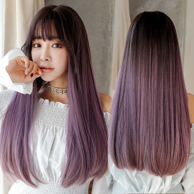 送料無料 ウィッ 自然 ロング ストレート ぱっつん前髪 グラデーション エクステ 小顔 レディース wig 原宿系 高品質(ネット付き)の通販はau  PAY マーケット 華貿易 au PAY マーケット－通販サイト