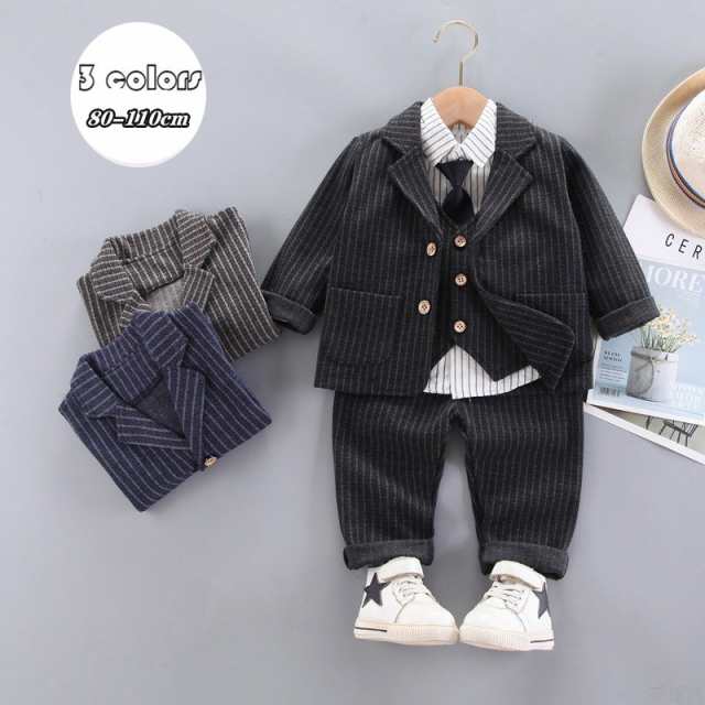 一番の贈り物 子供服 90 フォーマル スーツ ブレザー 男の子 ベビー服 4点セット