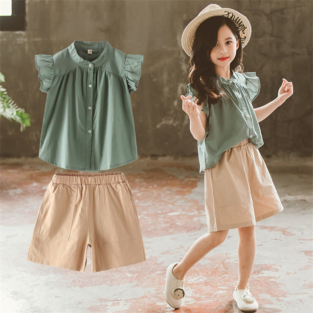 送料無料 2点セット ジュニア服 キッズ 上下セット 春秋 綿 子ども服 