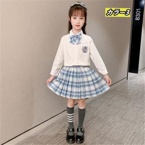 子供服 女の子セーラー服 白い シャツ スカート プリーツ チェック柄 Jk制服 札幌襟 女子制服 長袖 スカート チェック 3点セット コスチの通販はau Pay マーケット 華貿易