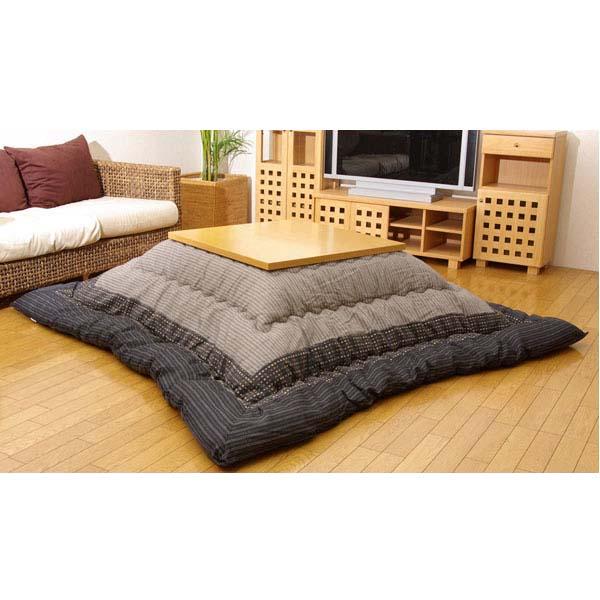『代引不可』イケヒコ ゆかり こたつ厚掛け布団 ブラック 205×205cm [ こたつ こたつ布団 厚掛け 和モダン しじら織 ] 『返品不可』『送料無料（一部地域除く）』