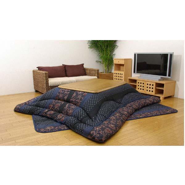 『代引不可』イケヒコ 万葉 こたつ厚掛け・敷布団セット 205×245cm ブルー [ こたつ こたつ布団 敷布団 セット ] 『返品不可』『送料無料（一部地域除く）』