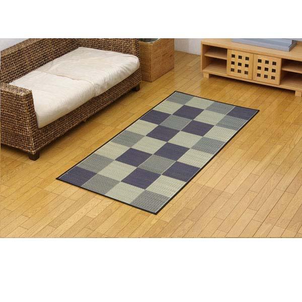 『欠品中』 『代引不可』イケヒコ 純国産 い草花ござカーペット 『ブロック』 江戸間1畳(約87×174cm) グレー [ ラグ ござ ]『送料無料（一部地域除く）』の通販は 4,883円