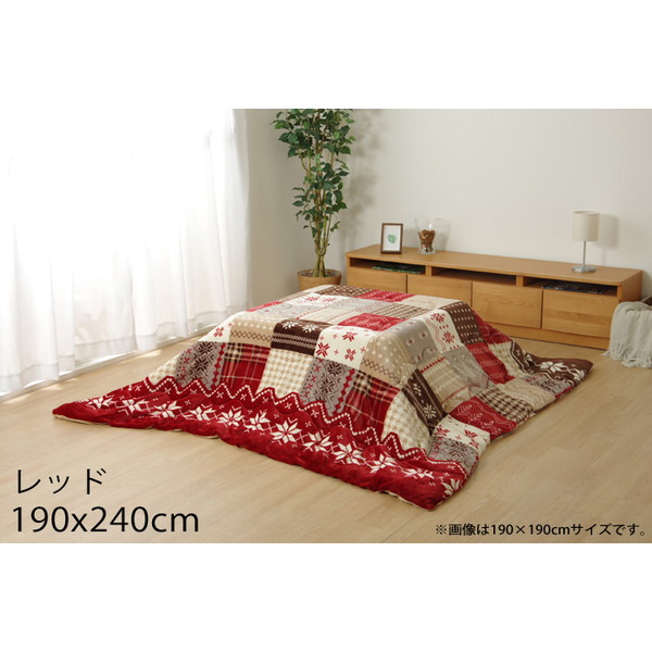イケヒコ 撥水 薄掛こたつ布団 ノルディック柄 長方形 190×240cm レッド NCH190240『送料無料（一部地域除く）』の通販は 6,955円
