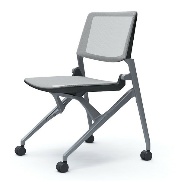 オカムラ ミーティングチェア Marca マルカ 背座メッシュ シルバーフレーム ブラックシェル 肘なし ライトグレー 81M2JC F1E3『送料無料（一部地域除く）』