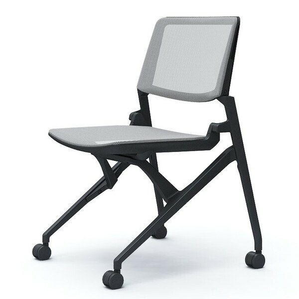 オカムラ ミーティングチェア Marca マルカ 背座メッシュ ブラックフレーム ブラックシェル 肘なし ライトグレー 81M2RC F1E3『送料無料（一部地域除く）』