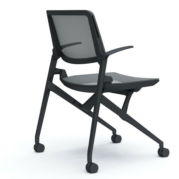オカムラ ミーティングチェア Marca マルカ 背座メッシュ ブラックフレーム ブラックシェル 肘付 ミディアムグレー 81M2RG F1F2『送料無料（一部地域除く）』