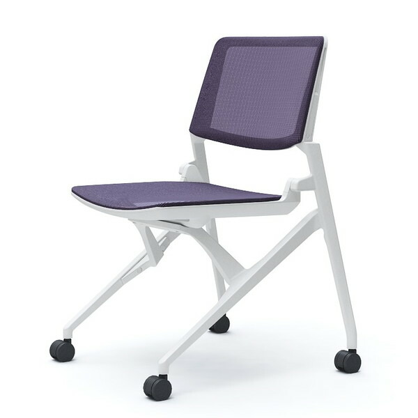 オカムラ ミーティングチェア Marca マルカ 背座メッシュ ホワイトフレーム ホワイトシェル 肘なし パープル 81M2WC F1E0『送料無料（一部地域除く）』の通販は
