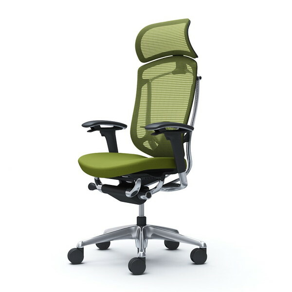 オカムラ チェア コンテッサ セコンダ EXハイバック ポリッシュフレーム ブラックボディ 座クッション ランバー付 可動肘 ウレタンキャスター グリーン CC87XS FPC5『送料無料（一部地域除く）』の通販は