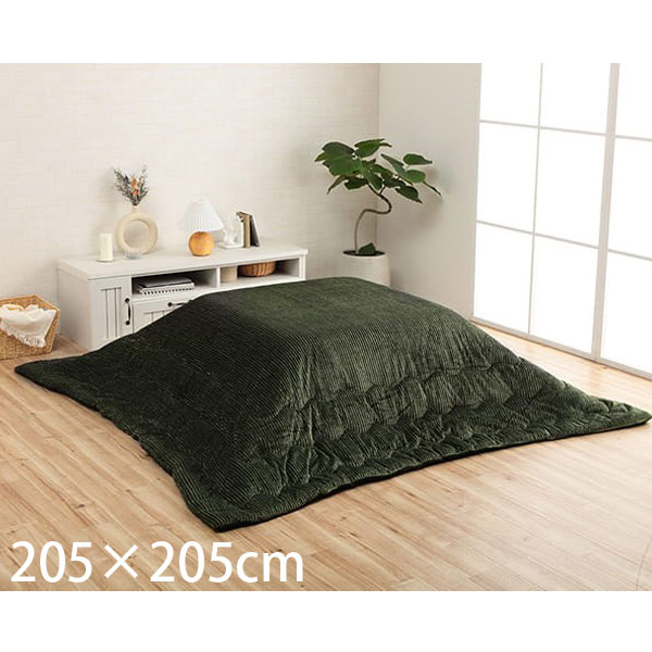 イケヒコ グランド こたつ布団 コーデュロイ 正方形 205×205cm グリーン G6840009 [ こたつ 薄掛け コンパクト収納 無地 洗える ]『送料無料（一部地域除く）』