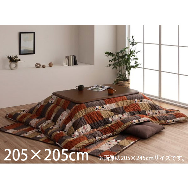 イケヒコ 京好み こたつ布団 掛敷セット 日本製 正方形 205×205cm ベージュ G5913910 [ こたつ 掛け布団 厚掛け こたつ敷き ラグ 和柄 洗える ]『送料無料（一部地域除く）』