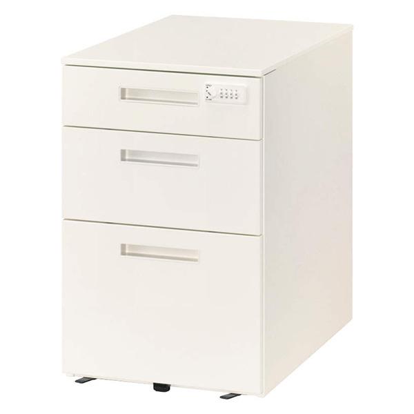 『代引不可』『受注生産品』 ライオン事務器 スタンダードワゴン 引出し3段 ダイヤル錠ワゴンシリーズ W395×D580×H611mm ホワイト VW-043ASD-W 473-51『送料無料（一部地域除く）』