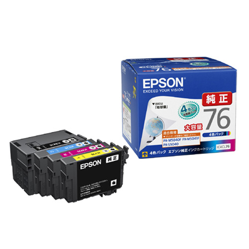 IC4CL76 エプソン 4色 純正 インク 76 [ PX-M5040F PX-M5041F PX-M5080F PX-M5081F PX-S5040 PX-S5080 EPSON IC76 ]『送料無料（一部地域除く）』