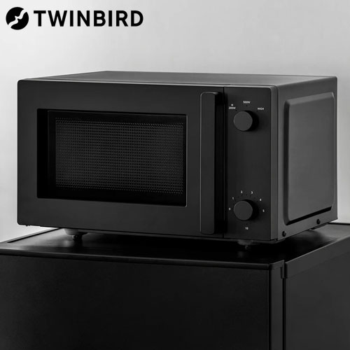 ツインバード 電子レンジ 18L ブラック DR-E268B 単機能 レンジ フラット ヘルツフリー 50Hz 60Hz『送料無料（一部地域除く）』