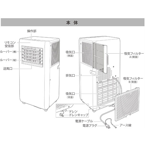 『代引不可』スポットクーラー 8畳 工事不要 窓パネル付 ホワイト HDL-8797 家庭用 冷房 冷風扇『送料無料（一部地域除く）』_8