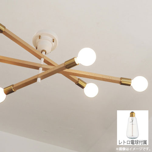 『取寄品』インターフォルム 天井照明 Astre baum アストルバウム シーリングライト 6灯 レトロ球付 ホワイト LT-3528WH 多灯 リビング『送料無料（一部地域除く）』の通販は 30,602円