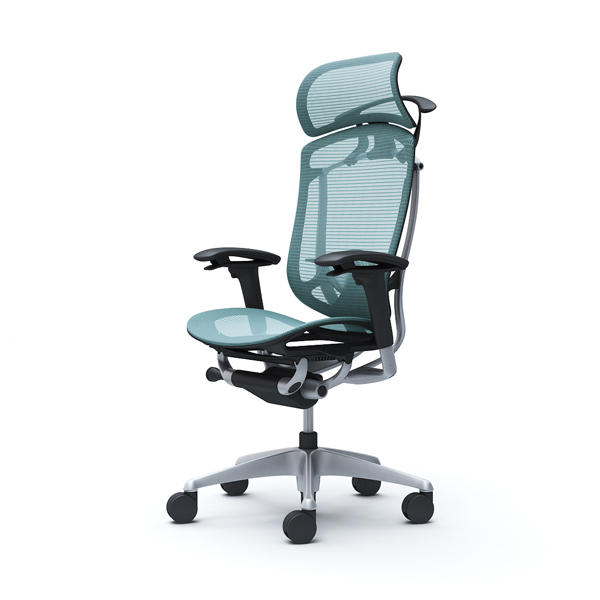 【受注生産品】 オカムラ オフィスチェア コンテッサ セコンダ エクストラハイバック 大型固定ヘッドレスト シルバーフレーム ブラックボディ 座メッシュ アジャストアーム ランバーサポート付 ハンガー付 セージ CC86GS FPG6『送料無料（一部地域除く）』の通販は