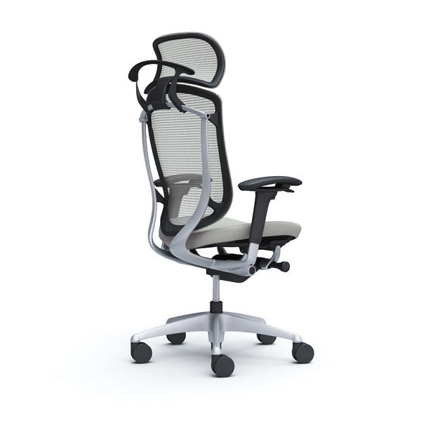 『代引不可』『受注生産品』オカムラ オフィスチェア コンテッサ セコンダ エクストラハイバック 大型固定ヘッドレスト シルバーフレーム ブラックボディ 座クッション アジャストアーム ハンガー付 ライトグレー CC88GR FPC3『送料無料（一部地域除く）』_1