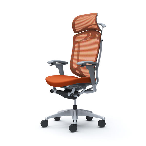 【受注生産品】 オカムラ オフィスチェア コンテッサ セコンダ エクストラハイバック 大型固定ヘッドレスト シルバーフレーム グレーボディ 座クッション アジャストアーム ハンガー付 オレンジレッド CC88GA FPD8『送料無料（一部地域除く）』の通販は 126,665円