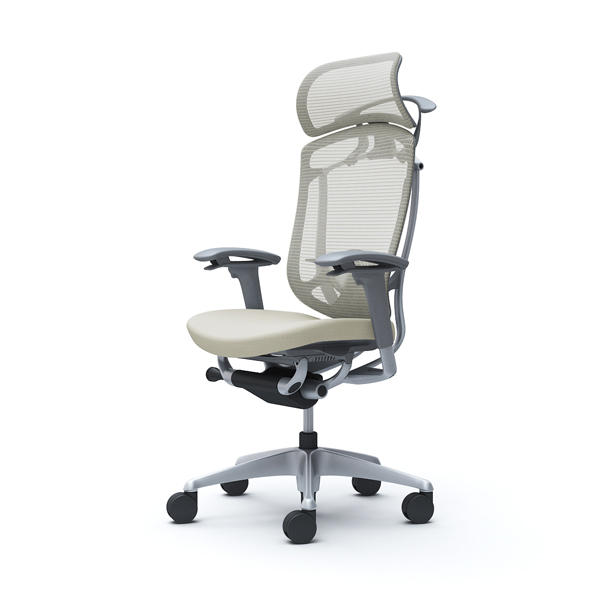 【受注生産品】 オカムラ オフィスチェア コンテッサ セコンダ エクストラハイバック 大型固定ヘッドレスト シルバーフレーム グレーボディ 座クッション アジャストアーム ランバーサポート付 ハンガー付 ホワイト CC88GE FPC2『送料無料（一部地域除く）』の通販は 133,100円