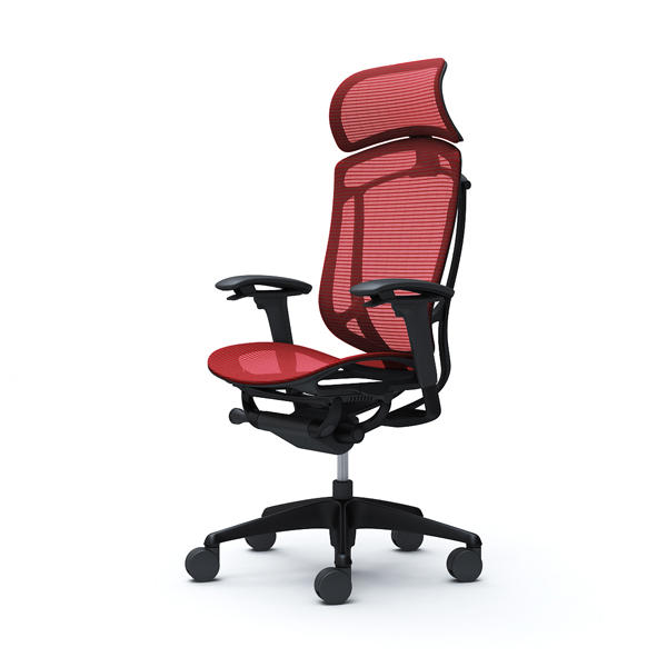 『代引不可』『受注生産品』オカムラ オフィスチェア コンテッサ セコンダ エクストラハイバック 大型固定ヘッドレスト ブラックフレーム ブラックボディ 座メッシュ アジャストアーム レッド CC85MR FPG9『送料無料（一部地域除く）』