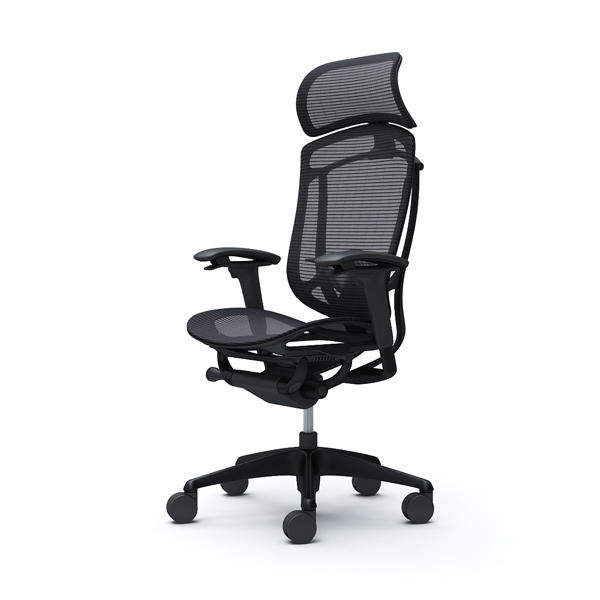 『代引不可』『受注生産品』オカムラ オフィスチェア コンテッサ セコンダ エクストラハイバック 大型固定ヘッドレスト ブラックフレーム ブラックボディ 座メッシュ アジャストアーム ランバーサポート付 ブラック CC85MS FPG1『送料無料（一部地域除く）』