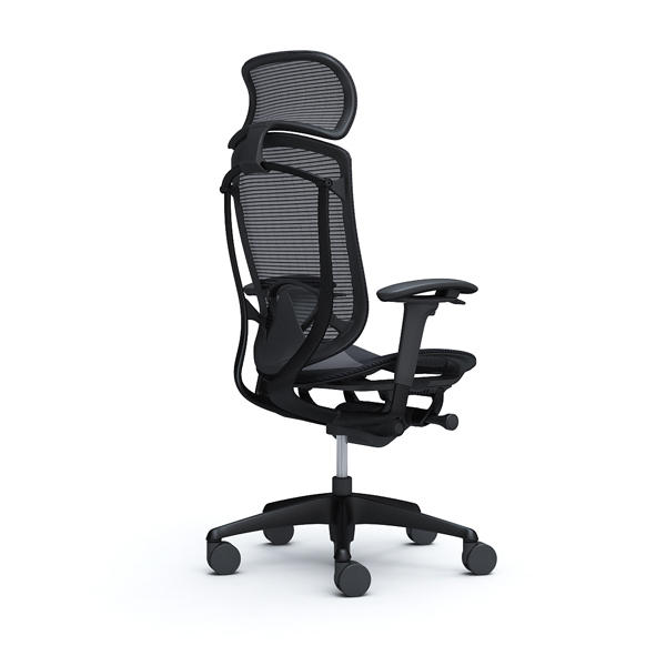 『代引不可』『受注生産品』オカムラ オフィスチェア コンテッサ セコンダ エクストラハイバック 大型固定ヘッドレスト ブラックフレーム ブラックボディ 座メッシュ アジャストアーム ランバーサポート付 ブラック CC85MS FPG1『送料無料（一部地域除く）』_1