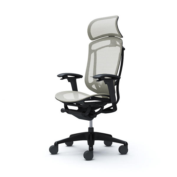 『代引不可』『受注生産品』オカムラ オフィスチェア コンテッサ セコンダ エクストラハイバック 大型固定ヘッドレスト ブラックフレーム ブラックボディ 座メッシュ アジャストアーム ランバーサポート付 ホワイト CC85MS FPG2『送料無料（一部地域除く）』