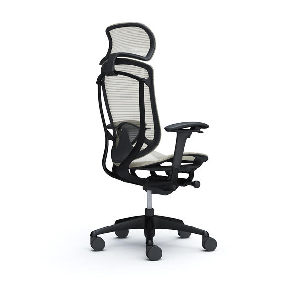 『代引不可』『受注生産品』オカムラ オフィスチェア コンテッサ セコンダ エクストラハイバック 大型固定ヘッドレスト ブラックフレーム ブラックボディ 座メッシュ アジャストアーム ランバーサポート付 ホワイト CC85MS FPG2『送料無料（一部地域除く）』_1