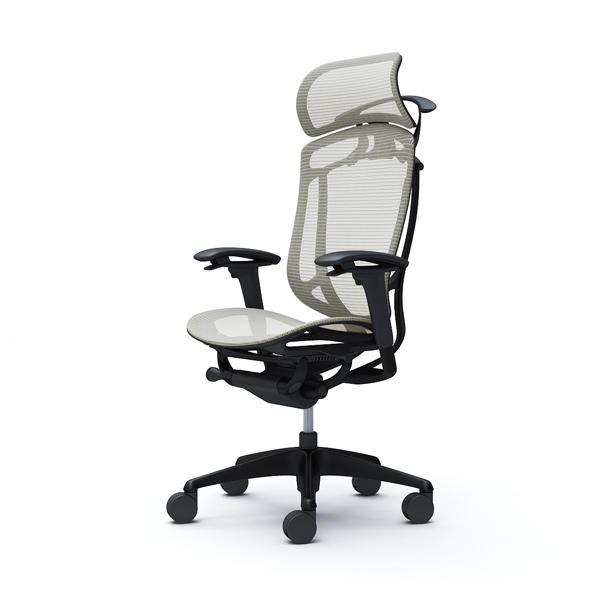 『代引不可』『受注生産品』オカムラ オフィスチェア コンテッサ セコンダ エクストラハイバック 大型固定ヘッドレスト ブラックフレーム ブラックボディ 座メッシュ アジャストアーム ハンガー付 ホワイト CC86MR FPG2『送料無料（一部地域除く）』