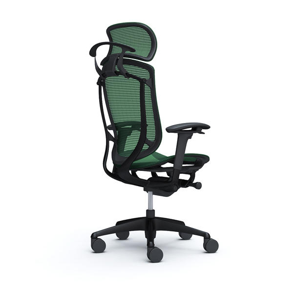 『代引不可』『受注生産品』オカムラ オフィスチェア コンテッサ セコンダ エクストラハイバック 大型固定ヘッドレスト ブラックフレーム ブラックボディ 座メッシュ アジャストアーム ハンガー付 ダークグリーン CC86MR FPH5『送料無料（一部地域除く）』_1