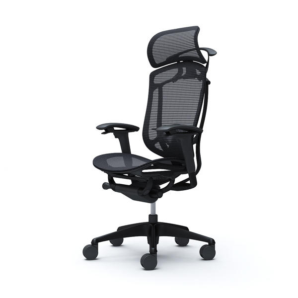 『代引不可』『受注生産品』オカムラ オフィスチェア コンテッサ セコンダ エクストラハイバック 大型固定ヘッドレスト ブラックフレーム ブラックボディ 座メッシュ アジャストアーム ランバーサポート付 ハンガー付 ブラック CC86MS FPG1『送料無料（一部地域除く）』