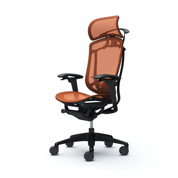 『代引不可』『受注生産品』オカムラ オフィスチェア コンテッサ セコンダ エクストラハイバック 大型固定ヘッドレスト ブラックフレーム ブラックボディ 座メッシュ アジャストアーム ランバーサポート付 ハンガー付 オレンジレッド CC86MS FPH8『送料無料（一部地域除く）』