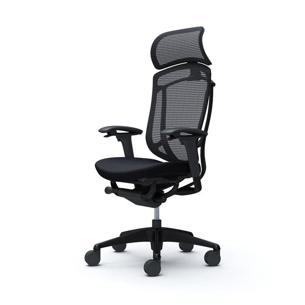 『代引不可』『受注生産品』オカムラ オフィスチェア コンテッサ セコンダ エクストラハイバック 大型固定ヘッドレスト ブラックフレーム ブラックボディ 座クッション アジャストアーム ブラック CC87MR FPC1『送料無料（一部地域除く）』