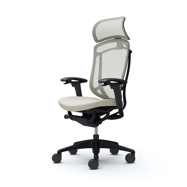 『代引不可』『受注生産品』オカムラ オフィスチェア コンテッサ セコンダ エクストラハイバック 大型固定ヘッドレスト ブラックフレーム ブラックボディ 座クッション アジャストアーム ホワイト CC87MR FPC2『送料無料（一部地域除く）』