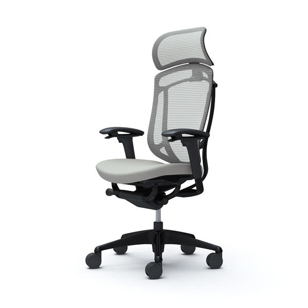 『代引不可』『受注生産品』オカムラ オフィスチェア コンテッサ セコンダ エクストラハイバック 大型固定ヘッドレスト ブラックフレーム ブラックボディ 座クッション アジャストアーム ライトグレー CC87MR FPC3『送料無料（一部地域除く）』